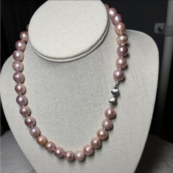 Huge Round 11.7- 12.28mm Edison Natural Purple Pink Pearl 17-18” Strand -New - Picture 1 of 10